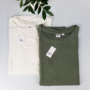 GAP | 2 Short Sleeves Ribbed Step Hem T-Shirt, M